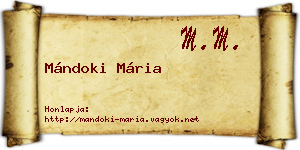 Mándoki Mária névjegykártya
